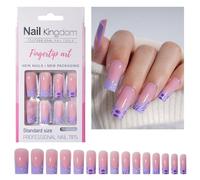 24 piezas hojas simples uñas artificiales elegantes cubiertas completas pegado en uñas 3d uñas falsas ataúd prensa en las uñas