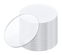 24 Piezas Lámina Acrílica Transparente, Disco Acrílico Transparente Redonda, Placa Acrílica en Blanco para Cuadro de Bricolaje, Pintura de Manualidades (10 cm, 2 mm de Grosor)