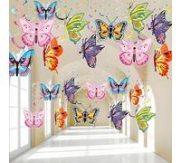 24 Piezas Mariposas Decoraciones de Remolinos Mariposa Coloridas Serpentinas Espirales Decorativas para Primavera Verano Fiesta Colgantes Papel Adornos Decoracion Cumpleaños Pascua Bodas Baby Shower