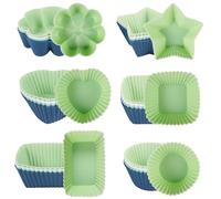 24 Piezas Moldes Magdalenas Silicona, 6 Tipos de Moldes para Madalenas, Reutilizables Molde de Silicona Reposteria, Antiadherente Molde Cupcakes, Freidora de Aire Bandejas para Reposteria Gelatina