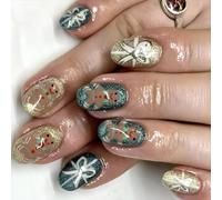 24 Piezas Navidad Arte Uñas Set Con Diseños Brillantes Uñas Artificiales Acrílico Manicura Para Ocasiones Festivas