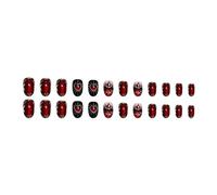 24 piezas ojo de gato llamas uñas postizas con diseño de corazón rojo, San Valentín, detalles de lámina dorada, materiales ABS, varios tamaños, ABS, para presionar las uñas, corazón rojo, regalo de
