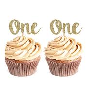 24 piezas One Cupcake Topper 1 Año Cumpleaños 1er Aniversario Fiesta Cake Decor Picks Cumpleaños Decoración Fiesta Cake Topper Decoración Accesorios