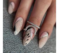 24 piezas Pegs en las uñas Clauseguas de punta francesa con pegamento con pegamento, presione las uñas Soft Gel Press en uñas en 12 tamaños, pegamento semitransparente reutilizable en uñas falsas para