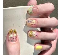 24 piezas Pegs en las uñas Clauseguas de punta francesa con pegamento con pegamento, presione las uñas Soft Gel Press en uñas en 12 tamaños, pegamento semitransparente reutilizable en uñas falsas para