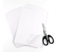 24 Piezas Película Adhesiva de Doble Cara A4 Película Autoadhesiva Transparente, Cinta Autoadhesiva de Cinta de Doble Cara Blanca para Papel de Regalo de Pintura Artística con Diamantes, con Tijeras P