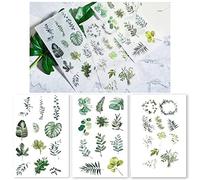 24 Piezas Plantas Pegatinas Aesthetic,Álbum de Recortes de Pegatinas de Plantas,Pegatinas Decorativas Transparentes Pet,para álbum de Recortes álbum de Pegatinas álbum de Pegatinas (Verde)