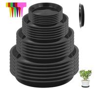 24 Piezas Platillos para Plantas, 12/16/18/20 cm Plástico Platillos para Macetas, Platos para Macetas Redondas, Bandejas de Goteo para Macetas para Exteriores e Interiores Plantas con 24 Etiquetas