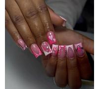 24 Piezas Prensa Francesa Negra En Uñas Con Diseños Estrellas Pegamento En Uñas Uñas Artificiales Para Mujeres De Moda