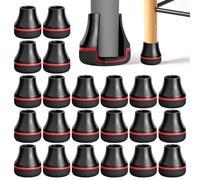 24 Piezas Protector Patas Sillas Protector Patas Sillas Silicona Negro con Anillo Refuerzo Rojo Material Suave TPE Reduce Ruido para Dormitorios Salas de Estar Estudios (Round S, Fit:14-19mm)
