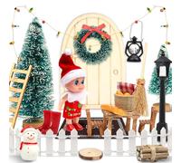 24 Piezas Puerta Elfo Navidad, Miniatura Santa Secreto Accesorios de Navidad, Ventana, Valla, Árbol de Navidad,Alfombra, Linterna, Buzón, Guirnalda, Botas, Hada Puerta Danesa Decoración de Navidad