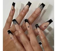 24 piezas punta francesa uñas falsas pulsador de cuadras medianas en las uñas Corazón rojo uñas falsas de color rosa desnudo en las uñas clavos extraíbles uñas cubiertas llenas uñas falsas chicas