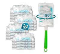 (24 Piezas) Recambios de Plumero para Swiffer Plumero Atrapapolvo, Kit de Repuesto de Multisuperficie Suave de 180° con 1 Mango Adicional, Cabezal de Cepillo Desechable para Quitar el Polvo