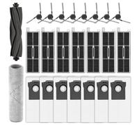 (24 piezas) Repuestos para aspiradora robot Mova Z50 Ultra/ Z5/ Z5 Pro Ultra, 1 cepillo giratorio, 1 mopa con orugas, 7 filtros HEPA, 7 bolsas para el polvo, 8 cepillos laterales y kit de accesorios