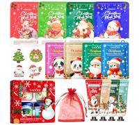 24 Piezas Set Skincare Navideño, con Mascarilla Facial Navideñas, Crema de Manos Navideña, Bálsamo Labial Navideño, Parches Ojos, para Mujeres Adolescentes
