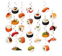 24 piezas Sushi colgantes remolinos japoneses para sushi mantas remolinos decoraciones sushi cumpleaños accesorios para fiestas de sushi decoraciones de fiesta de bebé decoraciones de ducha de bebé