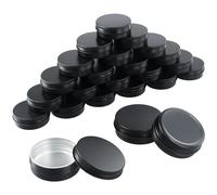 24 Piezas Tarros de Aluminio Vacíos 60 ml, Contenedor de Cosmético de Viaje Redondo, Latas de Muestra Recargables, Frascos Recipientes con Tapa de Rosca para Bálsamo Labial Aceite Velas (Negro)