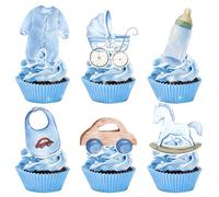 24 piezas toppers oh baby para cupcakes de bebe nino decoracion baby shower y fiestas de cumpleanos infantiles suministros decoracion fiestas