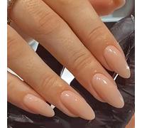 24 Piezas Uñas Postizas Almendra, Rosa Nude Francesas Uñas Falsas Acrílico Natural de Cobertura Completa, Soft Gel Puntas de Uñas, Artificiales Press on Nails para Mujeres y Niñas