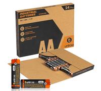24 pilas alcalinas industriales Uniross AA/LR6/Stylus/1,5 V para dispositivos profesionales, ratones, controles remotos, radio, linternas y juguetes, caja de 24 pilas