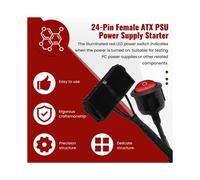 24 Pines Hembra ATX PSU PC Fuente de AlimentacióN Probador de Arranque Start Jumper Ridge Cable con Interruptor de Encendido / Apagado, 50 Cm