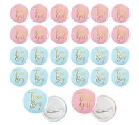 24 Pins Decoración Revelación de Género, Chapas Para Revelar El Sexo Del Bebé, Chapas para revelar el sexo Distintivos, Bienvenida Baby Shower(Azul y Rosa)