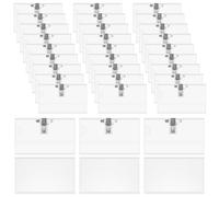 24 placas para nombre para ropa, 9 x 5,7 cm, soporte para tarjetas de identificación de PVC, transparente con clip y pin, para colocar en la escuela, empresas, conferencias, viajes