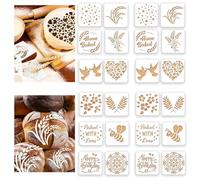 24 Plantillas de Navidad, Manualidades de Cocina, Plantillas de Dibujo de Pasteles, Plantilla de Hojas de Flores de Plástico para Pan, Café o Galletas