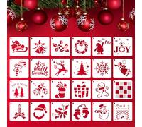24 plantillas de Navidad, plantillas de pintura de Navidad, plantillas reutilizables de Navidad, plantillas de árbol de Navidad, plantillas de aerosol de nieve para ventana, para dibujar, rociar