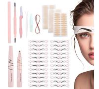 24 plantillas para cejas, plantillas para cejas, plantillas para mujeres, moldeador de cejas, reutilizable para maquillaje rápido con 4 lápices de cejas, 1 recortador, 144 pestañas deslizantes