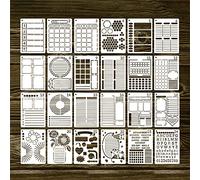 24 plantillas prácticas para diario, plantillas de dibujo lavables para ahorrar tiempo, para cuaderno, diario, álbum de recortes, 5 x 7 pulgadas, juego de plantillas de productividad para diario