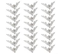 24 protectores de esquina decorativos de metal para cubiertas de libros, marcos de fotos, cajas de joyería, álbumes y refuerzo de caja de manualidades (blanco)