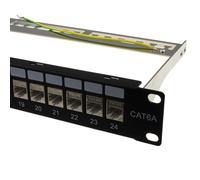 24 Puerto Rack Montaje RJ45 CAT6A Protegido a Través Acoplador Panel Parche Con