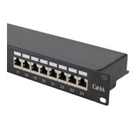 24 puertos de red blindados 19 pulgadas Panel de remiendo CAT6A STP Vertical Punchdown