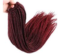 24 pulgadas 100 g 22 hebras Ombre negro púrpura rosa Micro Box Braids Crochet Trenzas Extensión de cabello trenzado sintético(T1B/Burgundy)