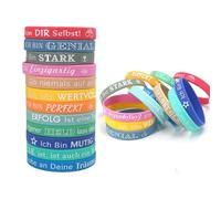 24 Pulseras de Motivación para Niños en Alemán, Pulseras de Silicona Coloridas, Regalos para Dar Coraje, Recuerdos de Fiesta para el Inicio de Clases, Niños de la Escuela
