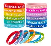 24 pulseras motivadoras para niños en alemán, pulseras de silicona para niños con frases positivas, regalo de escolarización, regalo de cumpleaños, escuela primaria, regalo de despedida, guardería
