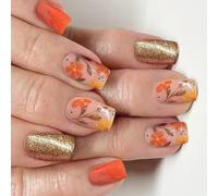 24 puntas de uñas postizas con forma de ataúd con purpurina