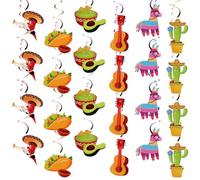24 Pzs Decoración de Espirales Colgantes del Cinco de Mayo, Suministros para Fiestas Mexicanas del Cinco de Mayo Guitarra Divertida de Cactus y Aguacate Remolinos Colgantes de Techo para Fiestas