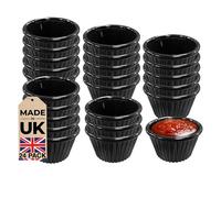 24 ramequines de melamina estriada negra, 1.5 onzas