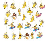 24 remolinos colgantes de plátano, lindas serpentinas de plátano, decoraciones colgantes de plátano, remolinos de techo para decoración de fiesta de cumpleaños de plátano, suministros de fiesta,