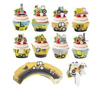 24 Revestimientos Para Tartas, 24 Bordes Para Tartas, Decoraciones Para Tartas De Boda, Revestimientos Para Excavadoras, Decoraciones Para Muffins De Coches