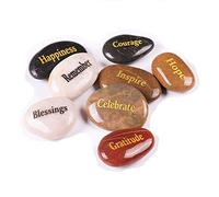 24 RockImpact Piedras Grabadas, Piedra de Palabra, Piedra de Afortunada, Rocas Inspiradoras, Piedras de Agradecimiento, Guijarros Decorativos (al por Mayor, Diferentes Palabras, 5-8 cm Cada uno)