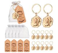 24 Rose Flower Key Chains,Flower Key Chains and Keyrings for Wedding Party Favors,Creative Valentine's Day Gifts, Decorations or Bridal Shower Keepsakes Party Favors,Roses Keychain Bulk