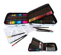 24 Rotuladores Doble Punta Acuarelables y 96 lápices de colores Conjunto Dibujo,rotuladores punta fina y Lápices Bosquejo Material Set,Incluye Herramientas de dibujo y capacidad grande Caja lápiz