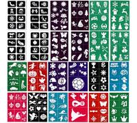24 Sábanas Plantillas De Tatuaje Reutilizables, Plantillas De Tatuajes Temporales Niños, Purpurina Pintacaras Infantil, Para Niños Adultos, Carnaval, Cumpleaños, Navidad Halloween