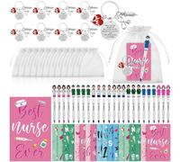 24 Set Nurse Appreciation Gift Thank You Gifts Bulk Include Nurse Notebooks Cute Nursing Pens Nurse Keychain Nurse Week Gifts for Medical Nursing Student Assistant Doctor Hospital Staff Nurse Day Gift