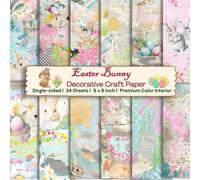 24 Sheet of Easter Bunny Creative Craft Paper: Colorful Floral Decorative Sheets for DIY Crafts, Journaling, Albums, Invitations, Gift-wrapping: ... Interior, Singled-sided, 12 Designs, 8 x 8"