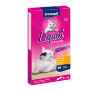 Vitakraft Liquid Snack, golosina para gatos, snack cremoso para gatos, con pollo y taurina, en sobres individuales, favorece los ojos y el corazón (1 paquete de 6x 15g)