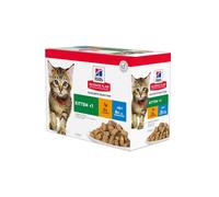 Hill's Science Plan Kitten – Pollo y Pescado azul, sobres en salsa para gatos – 12 x 85 g